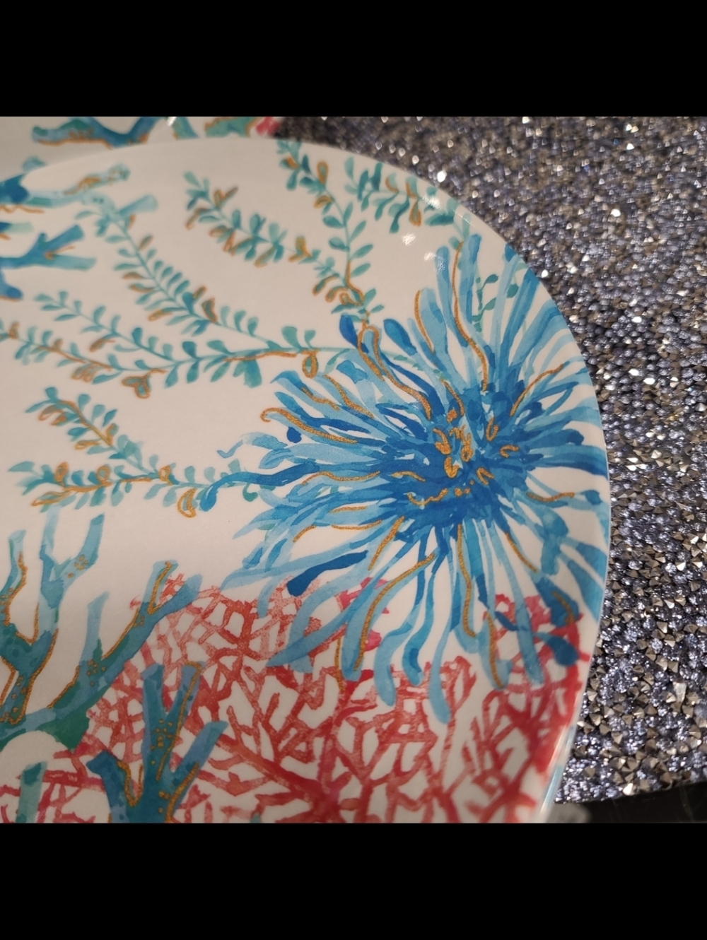 4 Sigrid Olsen Melamine Sea Coral Colorful Indoor Outdoor Dinner Plates Set New - Picture 4 of 5